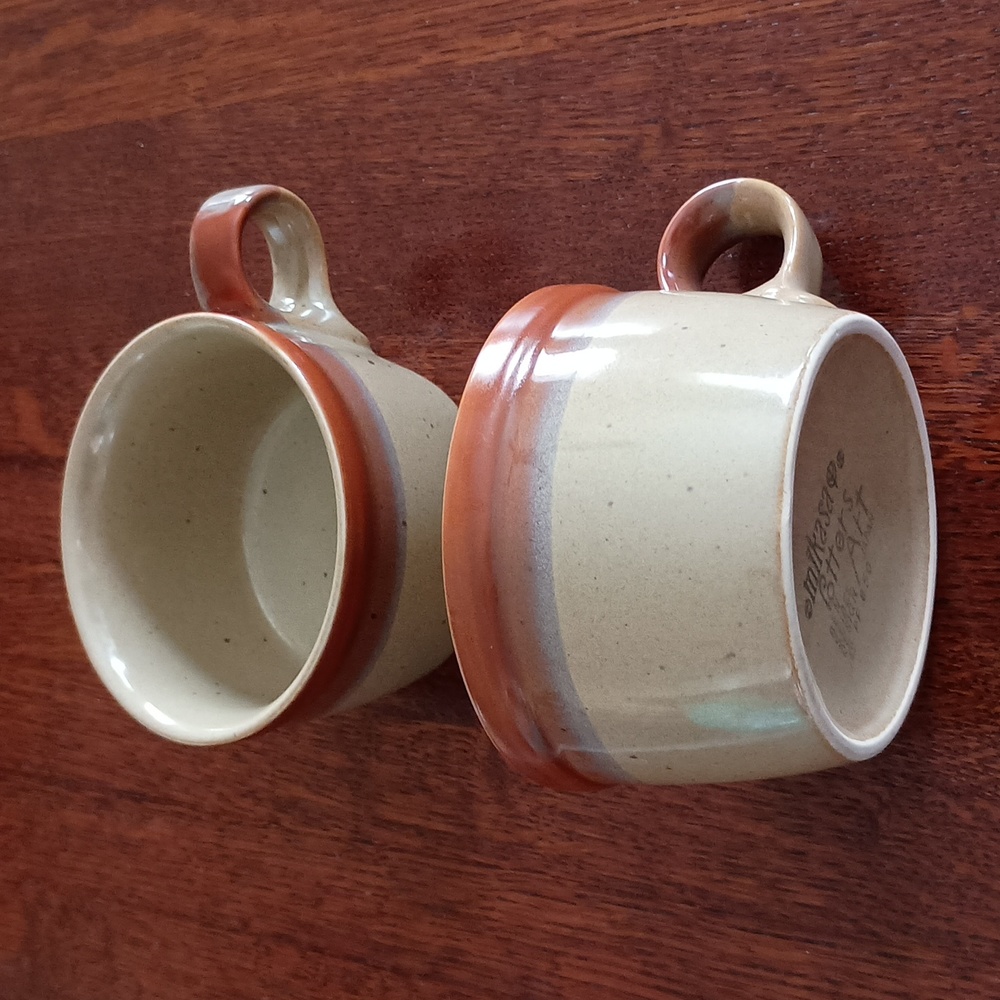 Mikasa Potters Art Stoneware "Country Cabin" Mug Set b520
